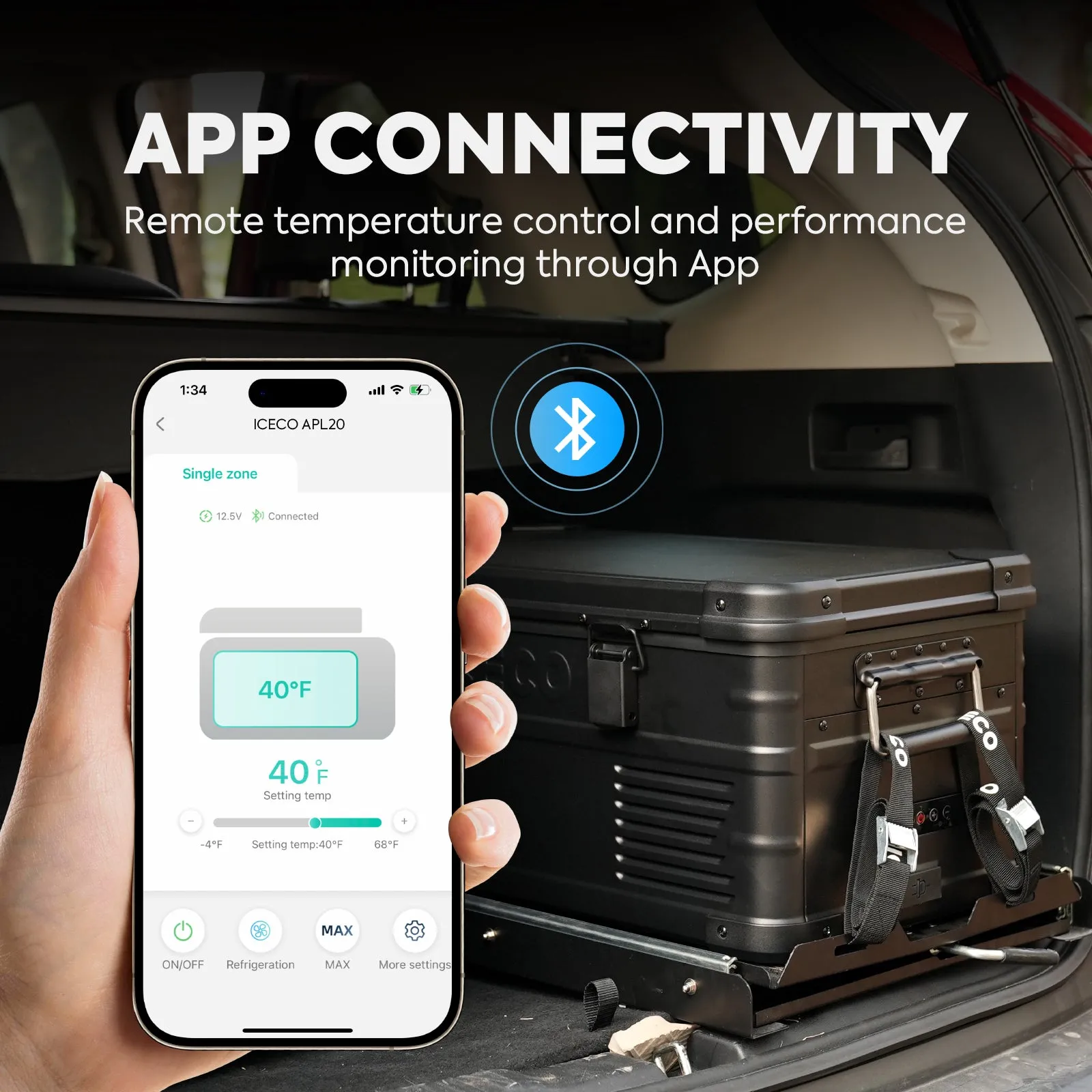 21QT APL20 Black Single Zone Aluminum Freezer With Magnetic Power Bank | ICECO