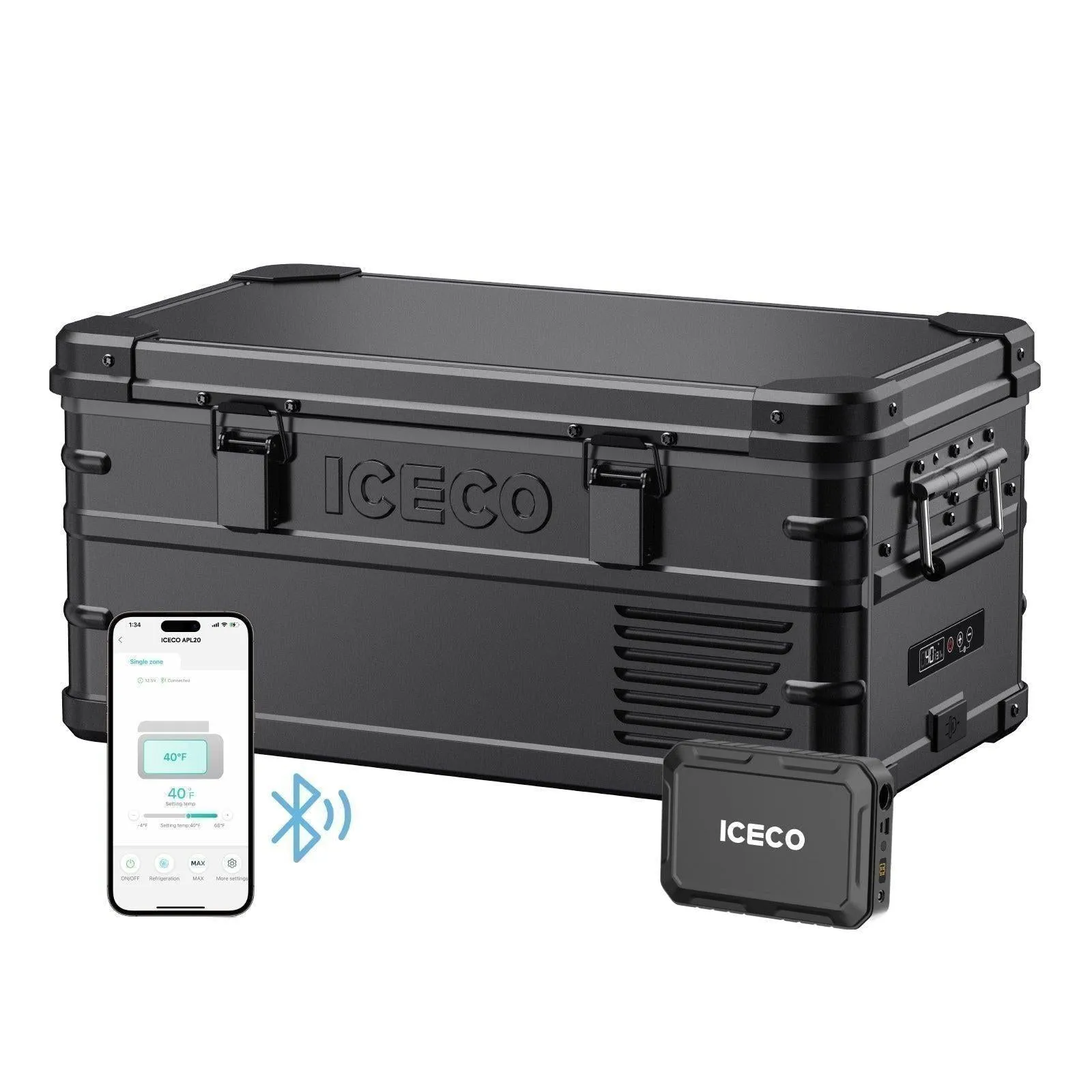 21QT APL20 Black Single Zone Aluminum Freezer With Magnetic Power Bank | ICECO