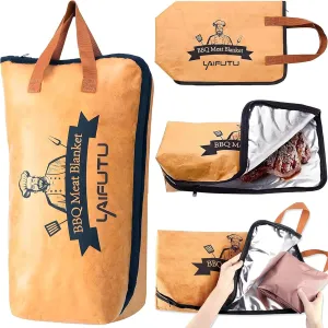 21" Large Capacity BBQ Blanket for Resting Meat, Reusable Reat Insulated Resting Bag, Smoker Meat Resting Blanket, Brisket Resting Blanket with Wide Mouth for Turkeys, Brisket, Pork Shoulders