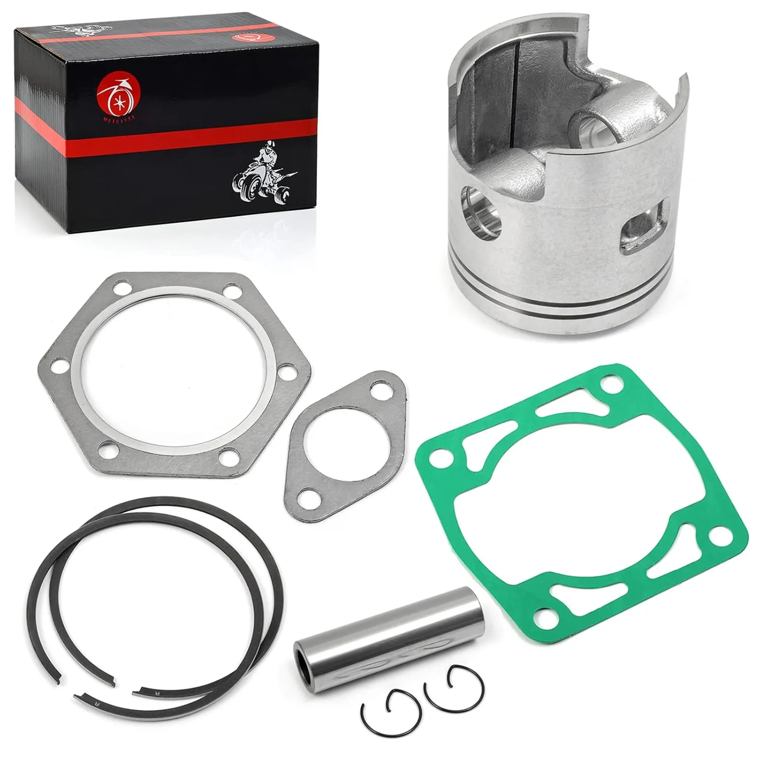 244cc Engine 0.25mm Oversize Top End Piston & Ring & Gasket Rebuild Kit Compatible with EZGO 2 Cycle Gas Golf Cart 1980-1988 EC25 2PG