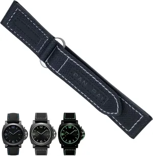 24mm Nylon Fabric Canvas Genuine Leather Watch Band For Panerai Luminor PAM01118 441 Black Blue Strap Replacement Bracelet Accessories