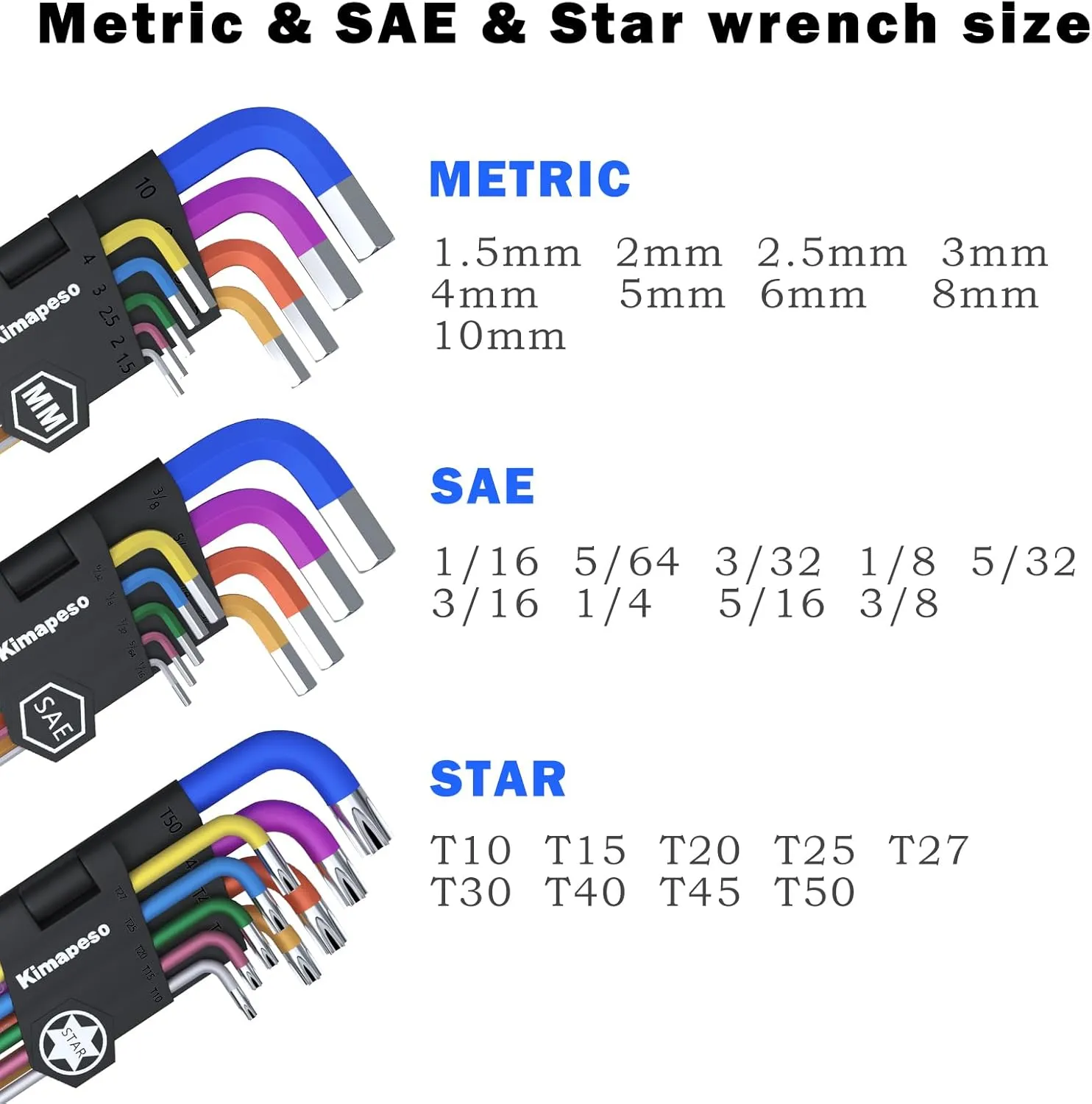 27 PCS Allen Key Set Torx SAE Metric Allen Wrenches Set Long Arm Ball End Hex Key Wrench Sets with T-Handle L-Hex Key Set Metric 1.5 to 10mm SAE 1/16 to 3/8″ Torx T10 to T50