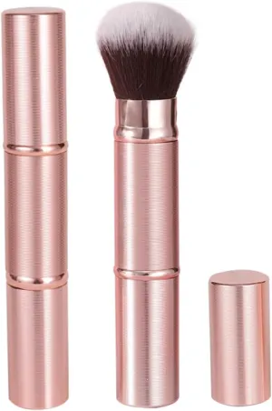 2pcs Dual Ended Retractable Makeup Brush for Foundation Blush Portable Travel Beauty Tool with Cover for Anywhere