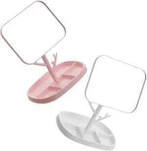 2pcs Rotatable Makeup Mirror Convenient Home Use Desktop Mirror with Stable Base Compact Design for Vanity and Grooming