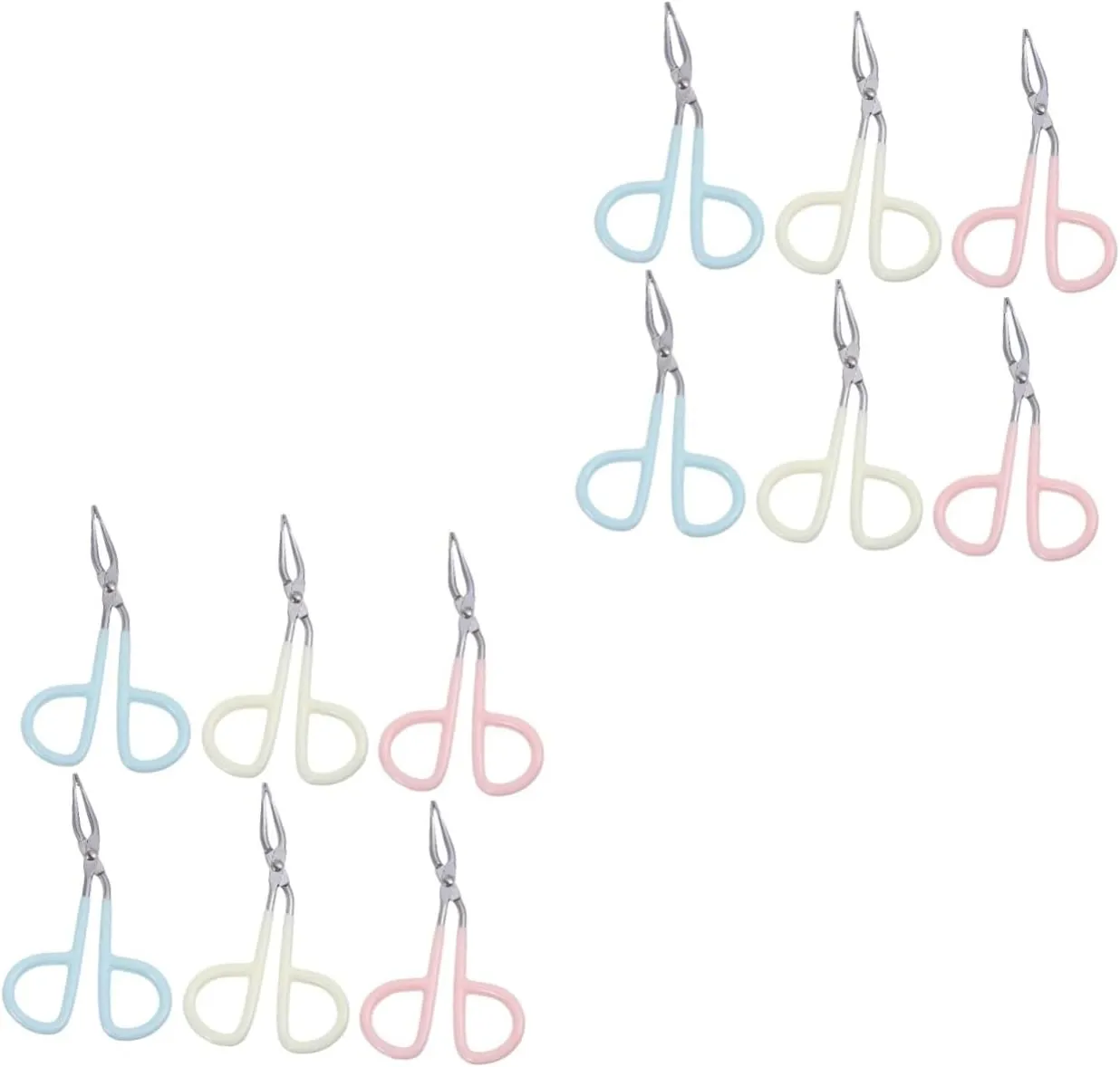 2sets Scissors Style Eyebrow Tweezers Set Stainless Steel Eyebrow Grooming Kit Makeup Tweezers Safe Practical Beauty Tool 6pcs*2