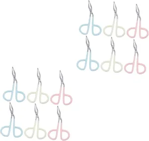 2sets Scissors Style Eyebrow Tweezers Set Stainless Steel Eyebrow Grooming Kit Makeup Tweezers Safe Practical Beauty Tool 6pcs*2