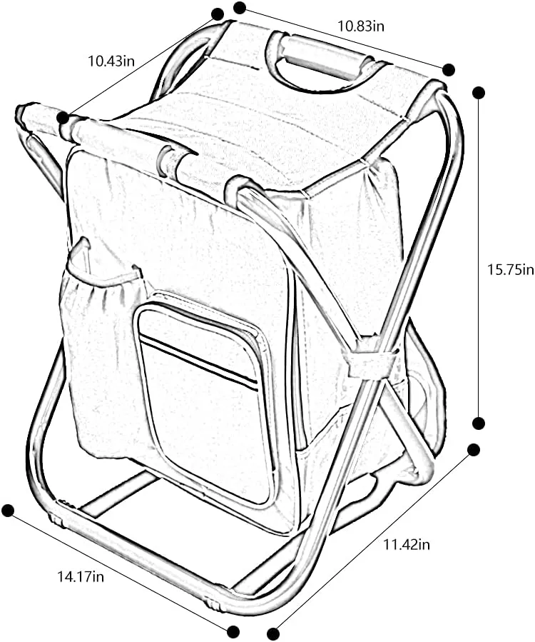3 in 1 Cooler Backpack Chair, with Insulated Cooler Bag Portable Hunting Backpack and Seat Combo, Waterproof Foldable Fishing Backpack Chair for Outdoor Fishing Beach Hiking (Black)