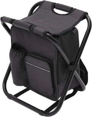 3 in 1 Cooler Backpack Chair, with Insulated Cooler Bag Portable Hunting Backpack and Seat Combo, Waterproof Foldable Fishing Backpack Chair for Outdoor Fishing Beach Hiking (Black)
