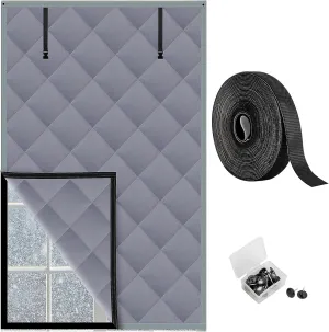 3 Layer Winter Insulated Window Cover - 63" x 39" Oxford Thermal Insulated Window Blanket with Fastener - Insulation Kit for Winter Keeping Warm