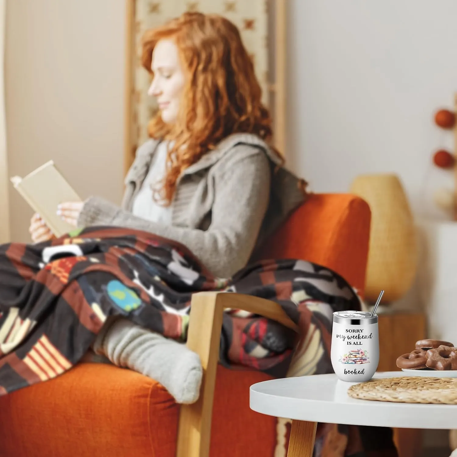 3 Pcs Book Lovers Gifts for Women Include 60'' x 50'' Reading Novelty Blanket Insulated Tumbler Socks for Library Club Librarian Readers Graduation Teacher Mother Gifts