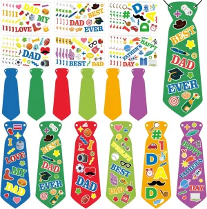 30 Pack Father's Day Craft Kit Necktie Craft Kit for Dad Make Your Own Tie Craft Kit for Fathers Day School Classroom Home Activities Party Favor Supplies