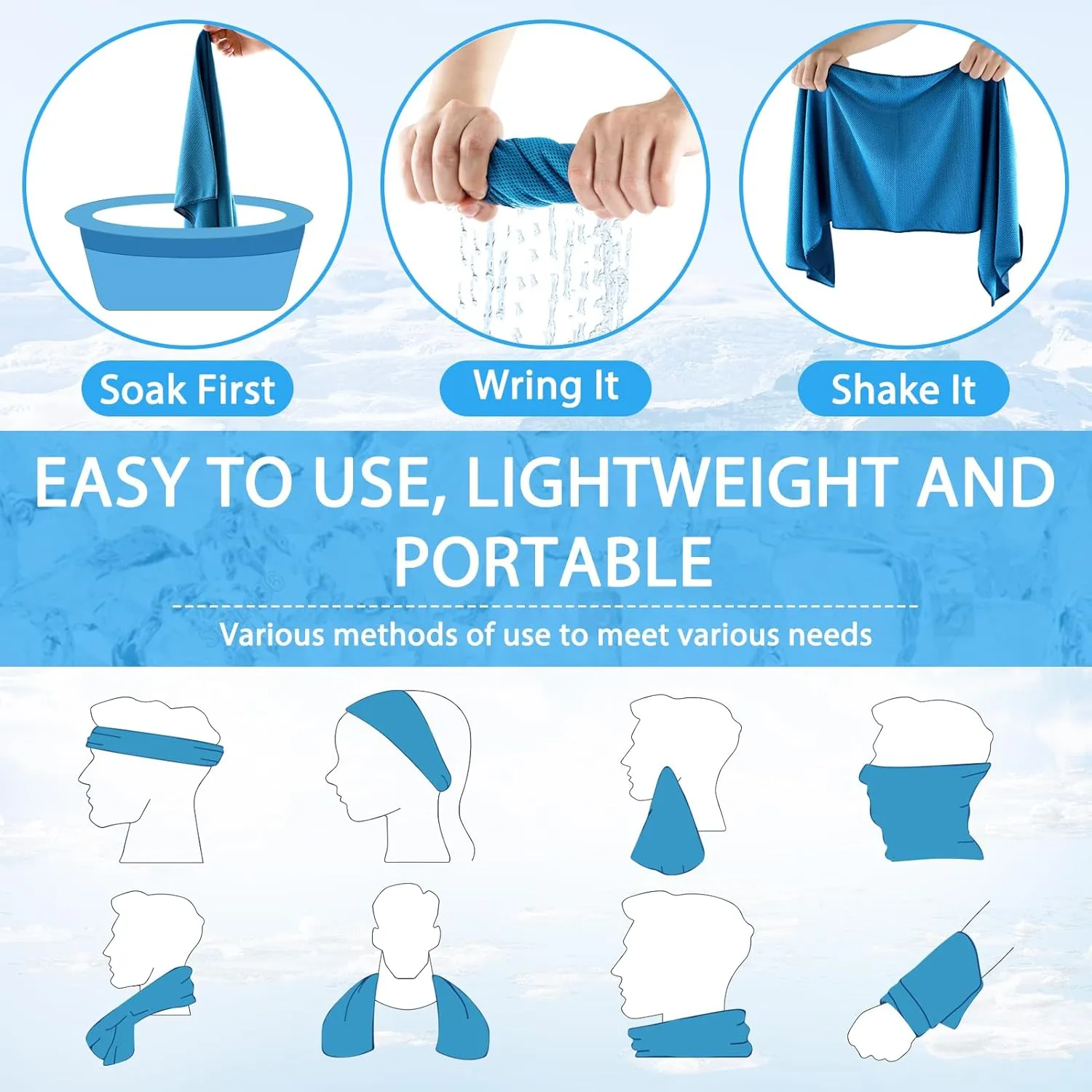 30 Pcs Cooling Towels for Neck and Face - Cooling Neck Wraps Cooler Towels for Hot Weather - Cool Cold Rags Towels for Extreme Heat (40"X12") with Fitness, Yoga, Golf, Running and Working Out