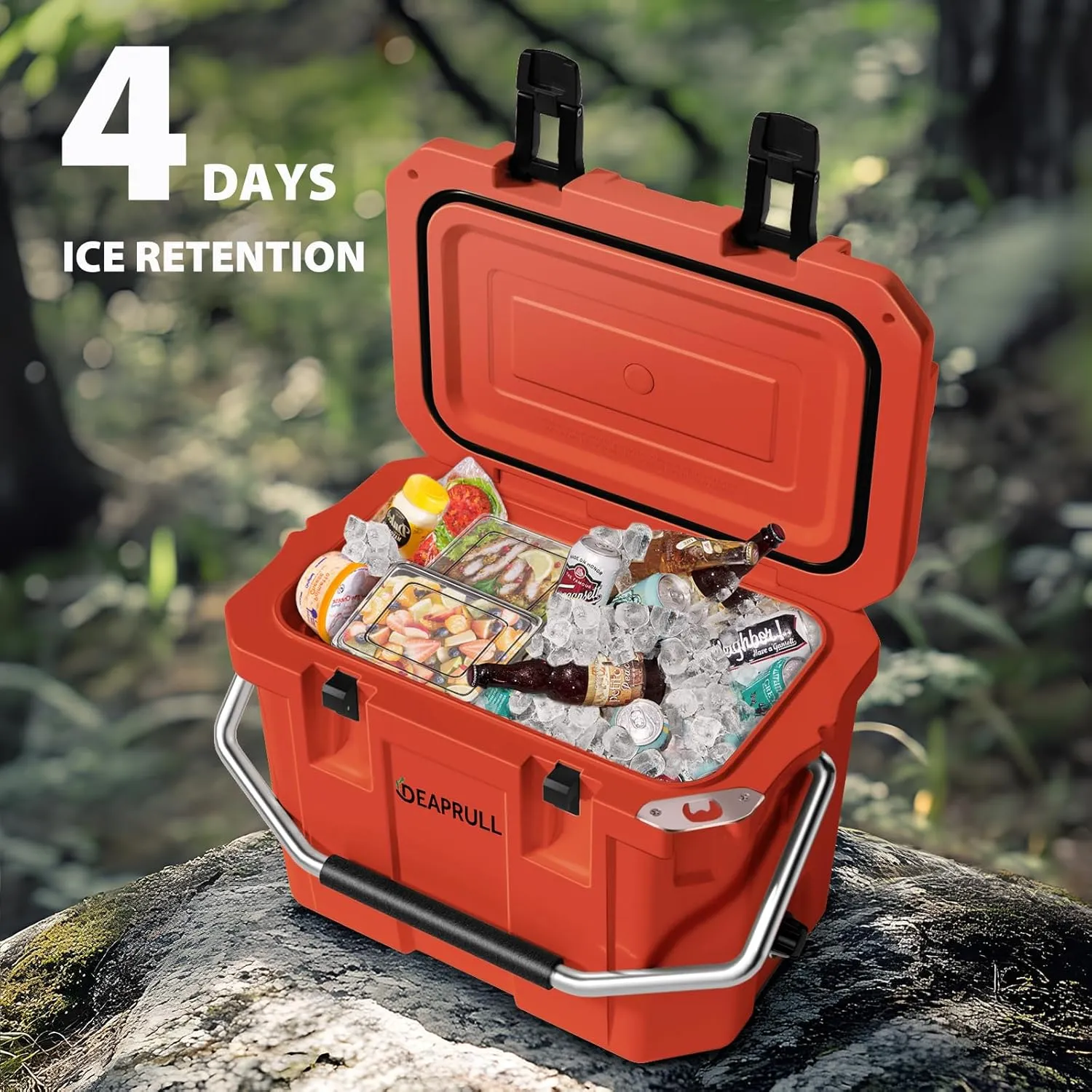 30 Quart Hard Cooler, Insulated Ice Chest Box Holds Ice for More Days, Portable Cooler with Handle, Cup Holders, Double Latches for Camping, Drink, Beverage, Beach, Picnic, Fishing, Boat, Barbecue
