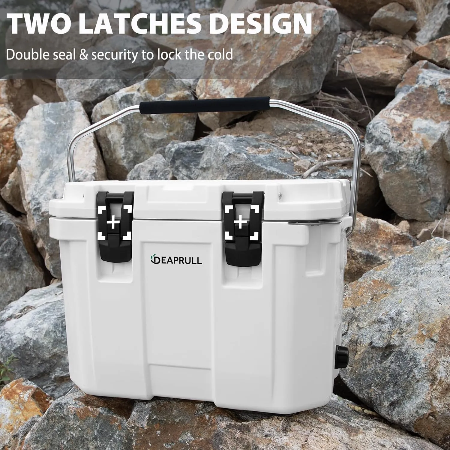 30 Quart Hard Cooler, Insulated Ice Chest Box Holds Ice for More Days, Portable Cooler with Handle, Cup Holders, Double Latches for Camping, Drink, Beverage, Beach, Picnic, Fishing, Boat, Barbecue
