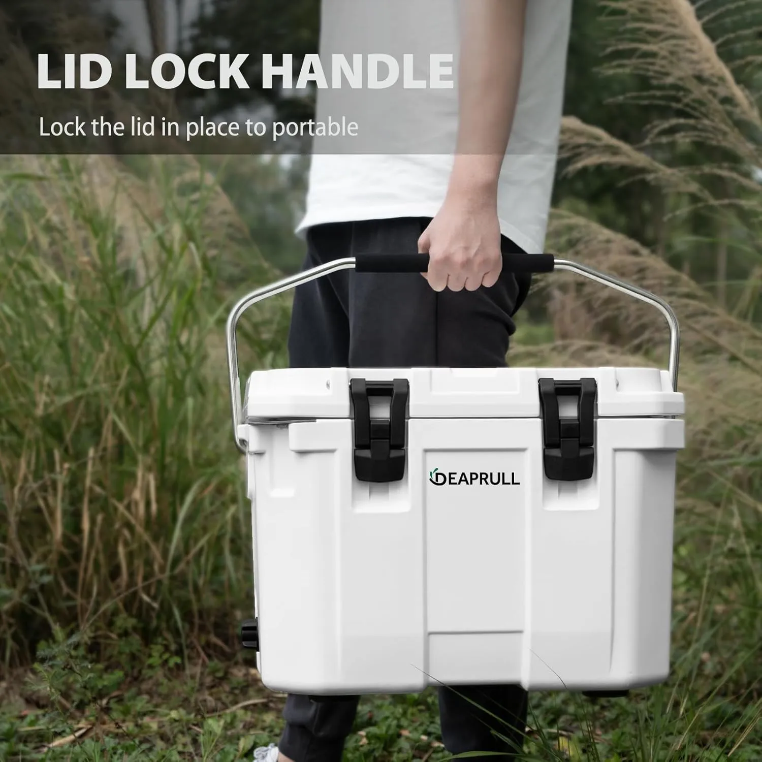 30 Quart Hard Cooler, Insulated Ice Chest Box Holds Ice for More Days, Portable Cooler with Handle, Cup Holders, Double Latches for Camping, Drink, Beverage, Beach, Picnic, Fishing, Boat, Barbecue