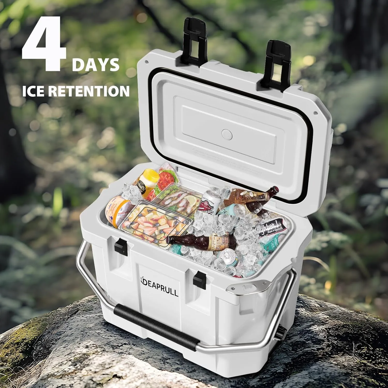 30 Quart Hard Cooler, Insulated Ice Chest Box Holds Ice for More Days, Portable Cooler with Handle, Cup Holders, Double Latches for Camping, Drink, Beverage, Beach, Picnic, Fishing, Boat, Barbecue