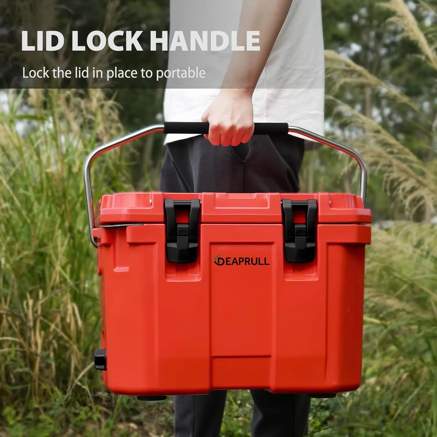 30 Quart Hard Cooler, Insulated Ice Chest Box Holds Ice for More Days, Portable Cooler with Handle, Cup Holders, Double Latches for Camping, Drink, Beverage, Beach, Picnic, Fishing, Boat, Barbecue