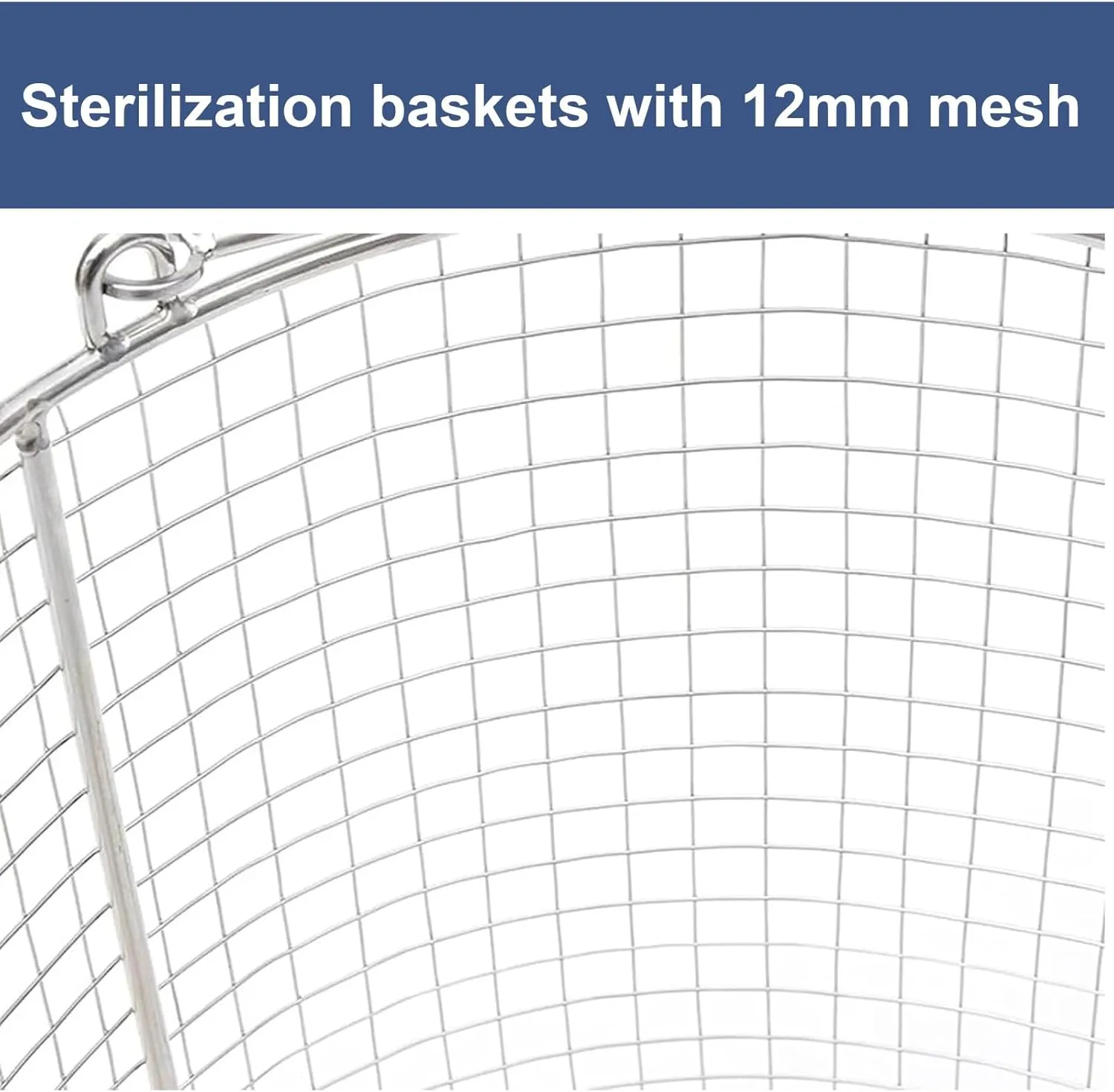 304 Stainless Steel Round Sterilization Basket with Handle, Medical Instrument Tray, Ultrasonic Cleaning, Laboratory(40x40x30cm/15.7x15.7x11.8in)
