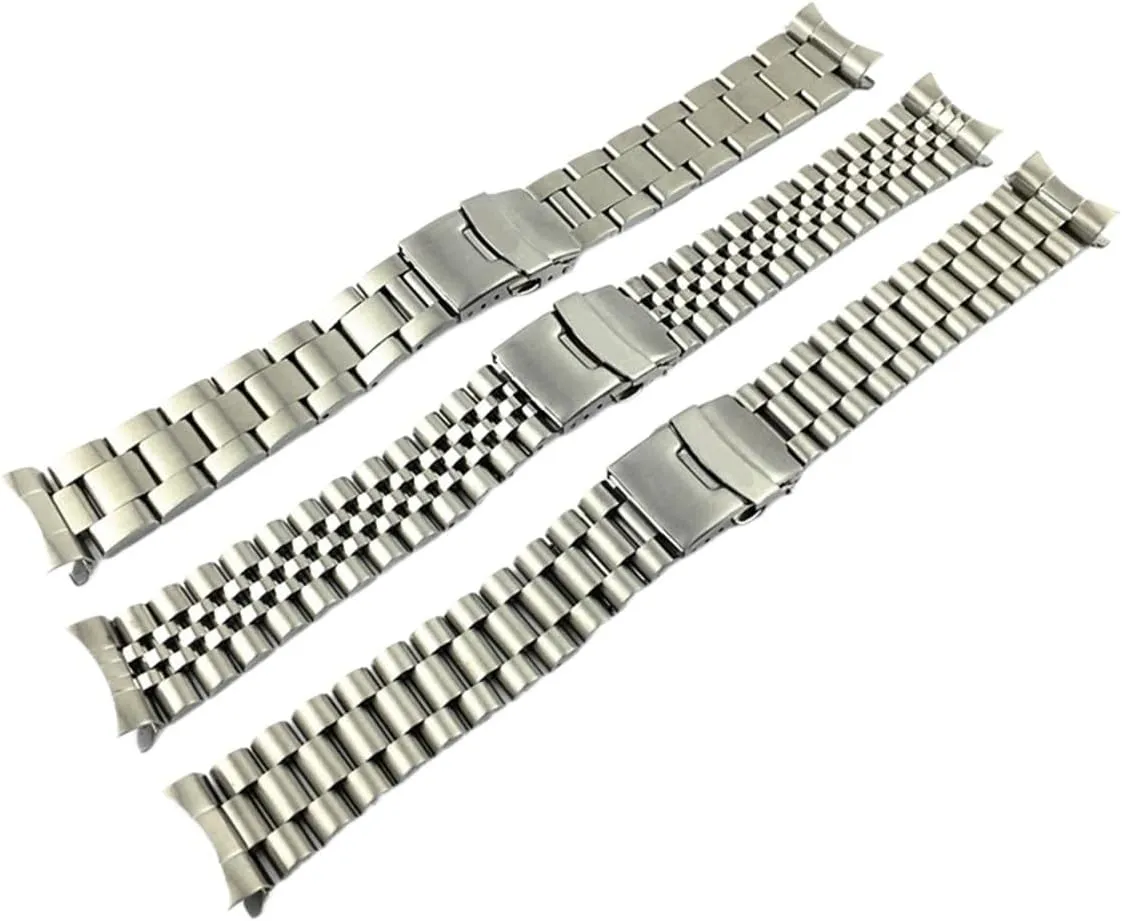 316L Stainless Steel Watchband 18 19 20 21 22 23 24 26 28 30mm Curved End Watch Band Strap Wristbands Bracelet