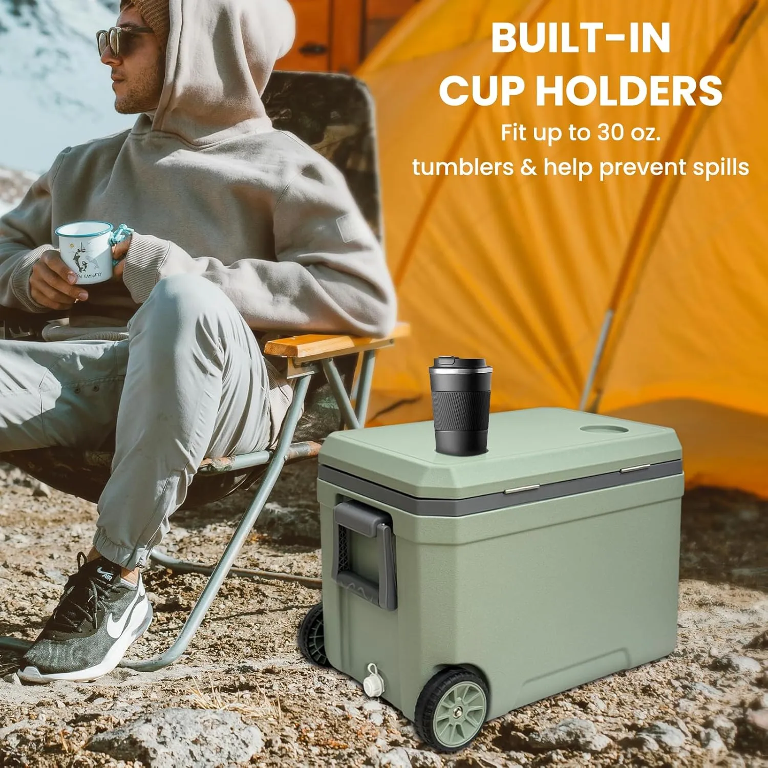 34-127 Quart Insulated Portable Cooler with Heavy Duty Wheels Keeps Ice for up to 5 Days, Great for Drink, Beach, Camping, Tailgating, Sports, & More