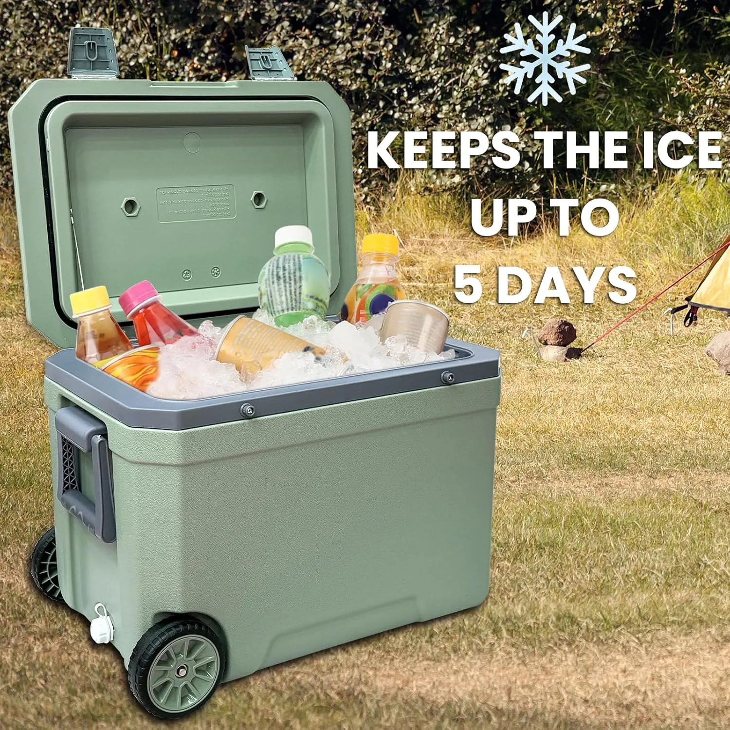34-127 Quart Insulated Portable Cooler with Heavy Duty Wheels Keeps Ice for up to 5 Days, Great for Drink, Beach, Camping, Tailgating, Sports, & More