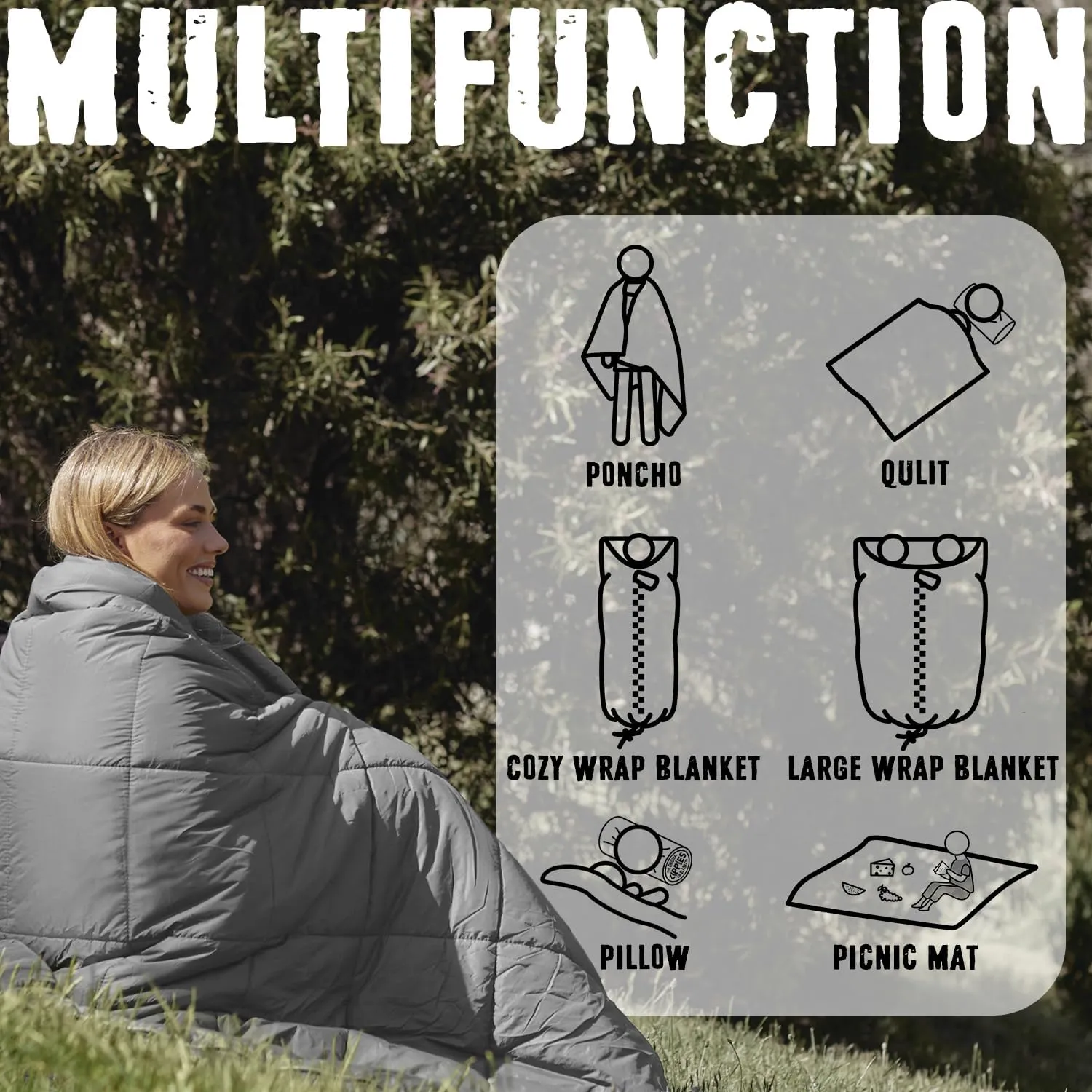 3M Thinsulate Insulation Puffy Camping Blanket for Cold Weather, Queen Size Warm Camping Quilt with Zipper, Waterproof Outdoor Sleeping Bag for Hammock, Cozy & Versatile Gift for Men and Women