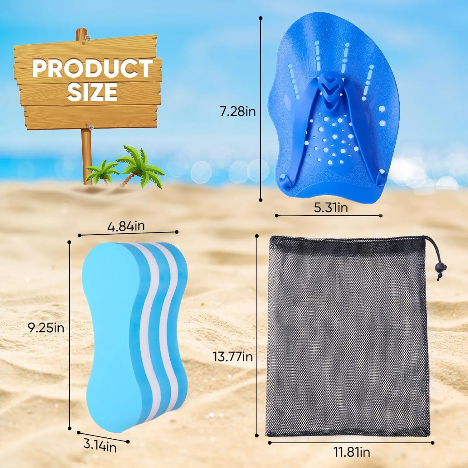 4 Pcs Swim Training Pull Buoy Hand Paddles Bag Set Include 1 Buoy 2 Hand Paddles 1 Bag with Adjustable Straps Swim Training Equipment Kit for Adults