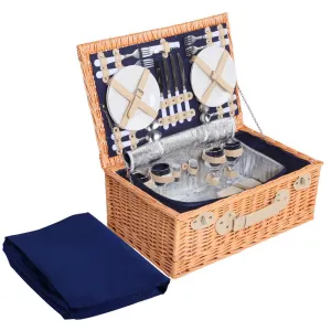 4 Person Picnic Basket Set with Insulated Blanket