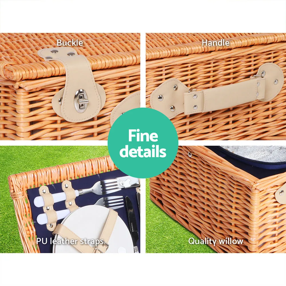 4 Person Picnic Basket Set with Insulated Blanket