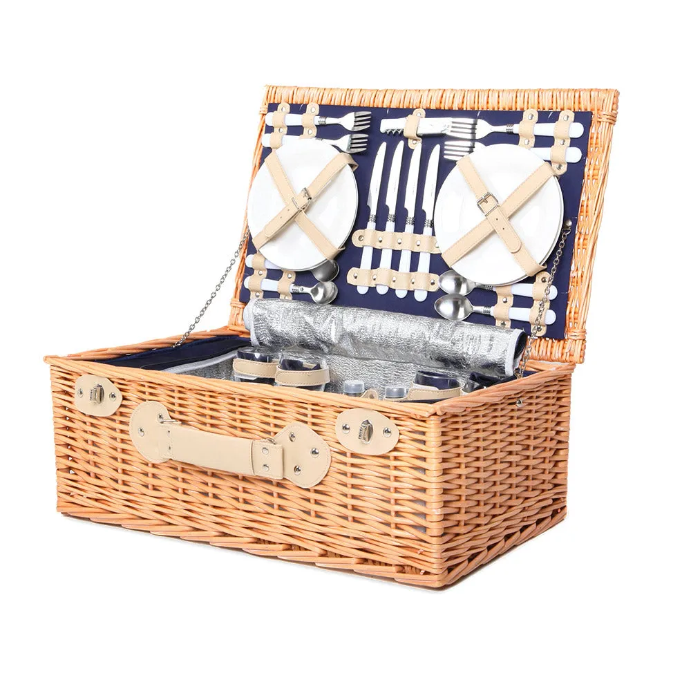4 Person Picnic Basket Set with Insulated Blanket