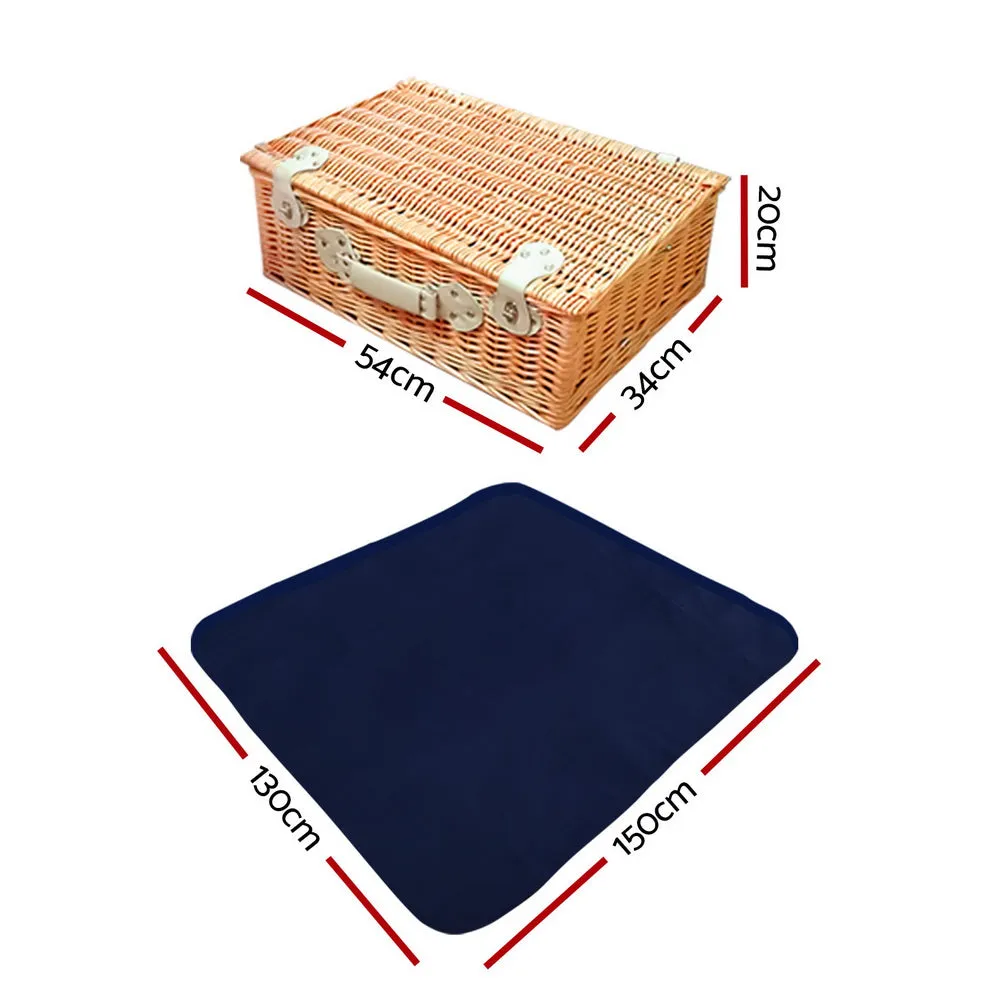 4 Person Picnic Basket Set with Insulated Blanket