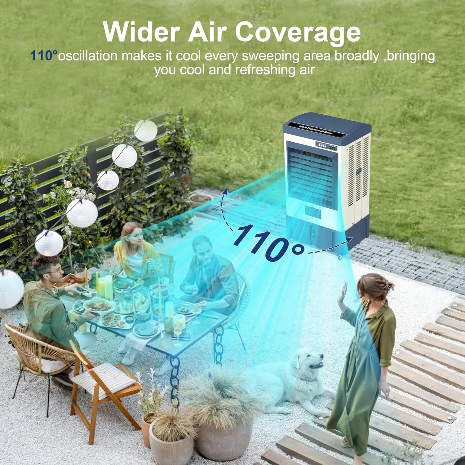 41" Swamp Cooler, 4800 CFM Evaporative Air Cooler with 10.6 Gallon Water Tank, Portable Outdoor Air Conditioner with 3 Ice Pack, 110° Oscillation, 3 Speed for Garage, Yard, Commercial Use