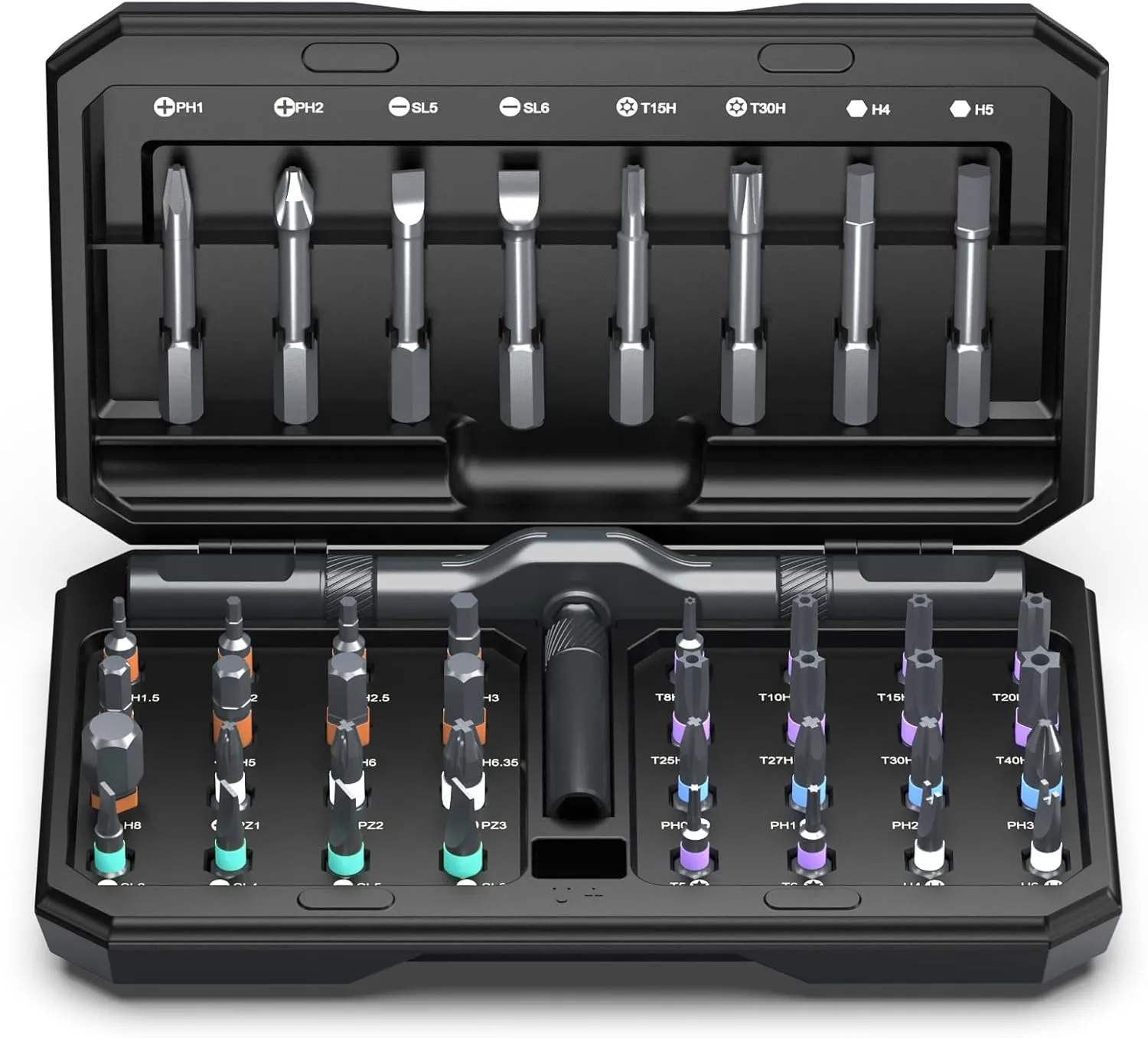 42 in 1 Magnetic Screwdriver Set, DIY Ratchet Screwdriver Set, Multi Bit Magnetic Drive Set, Detachable Ratchet Handle, Portable Compact Repair Tool Kit for Furniture Computer Bicycle Black