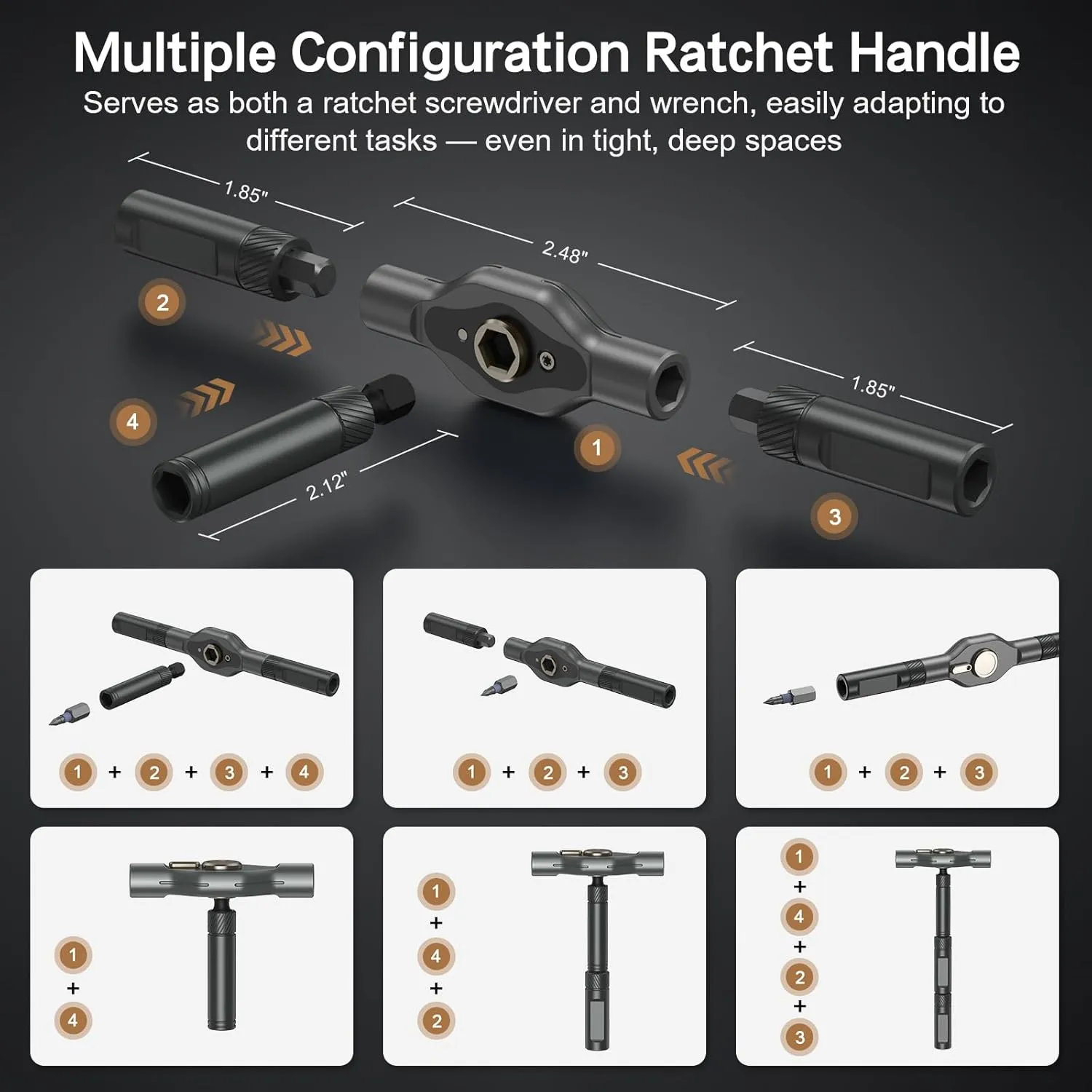 42 in 1 Magnetic Screwdriver Set, DIY Ratchet Screwdriver Set, Multi Bit Magnetic Drive Set, Detachable Ratchet Handle, Portable Compact Repair Tool Kit for Furniture Computer Bicycle Black