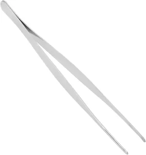 430 Stainless Steel Tweezers Straight Multi Purpose Tweezers Flat Round Tip for Succulent Plants Splinter Facial Ingrown Hairs Removal Daily Beauty Tool with Round Tip 20cm 1pcs