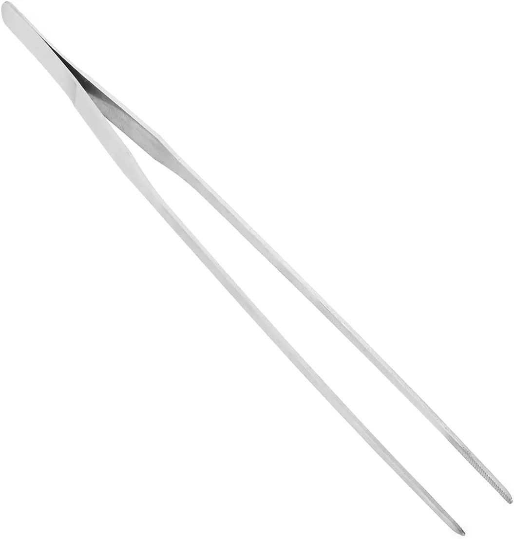 430 Stainless Steel Tweezers Straight Multi Purpose Tweezers Flat Round Tip for Succulent Plants Splinter Facial Ingrown Hairs Removal Daily Beauty Tool with Round Tip 27cm 1pcs