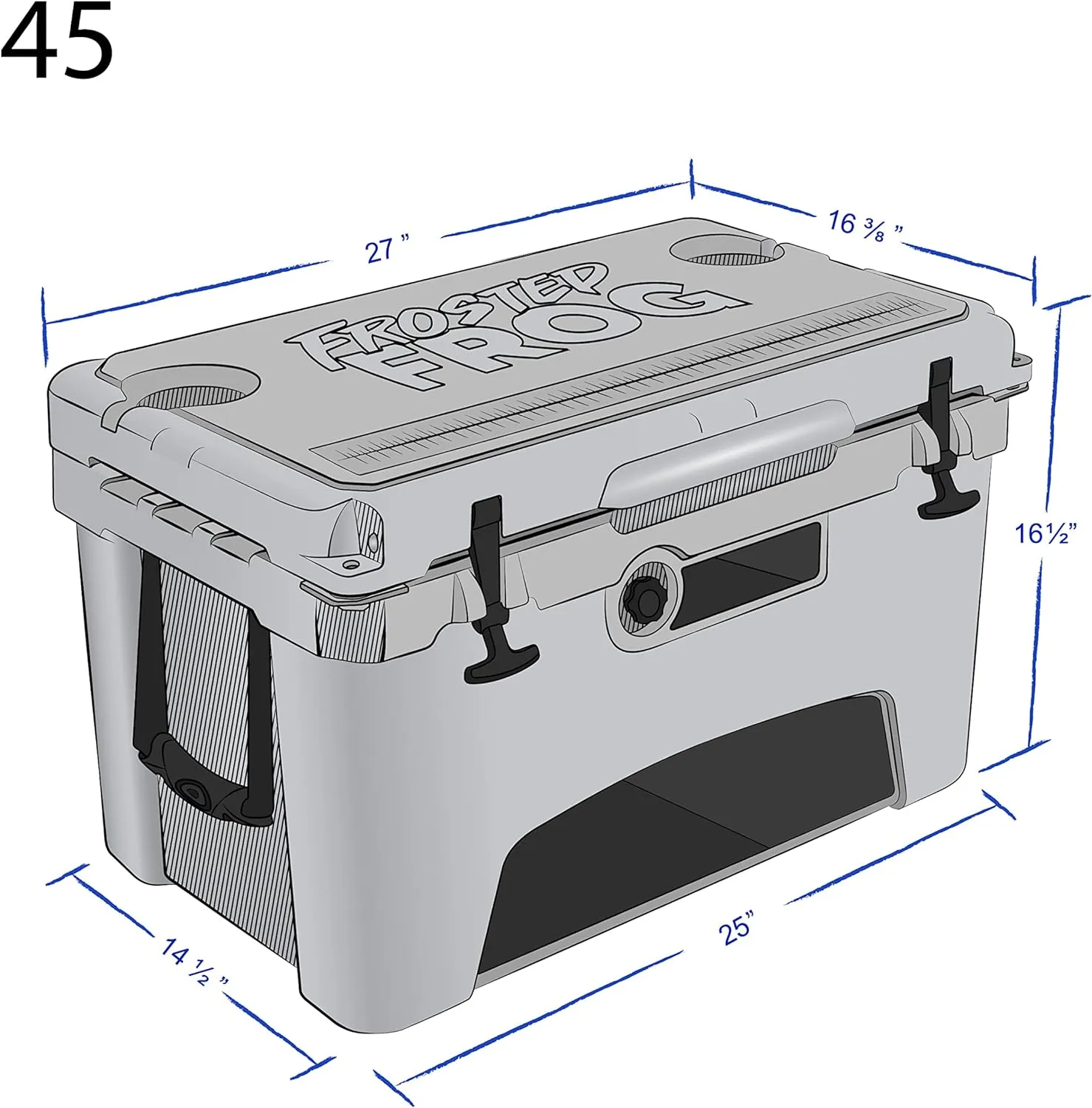 45 Quart Ice Chest Heavy Duty High Performance Roto-Molded Commercial Grade Insulated Cooler
