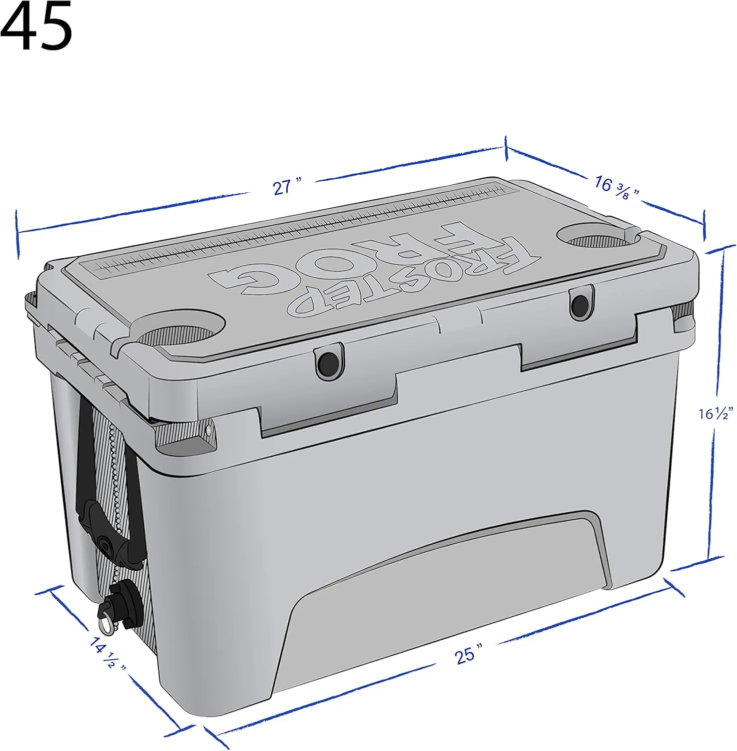 45 Quart Ice Chest Heavy Duty High Performance Roto-Molded Commercial Grade Insulated Cooler