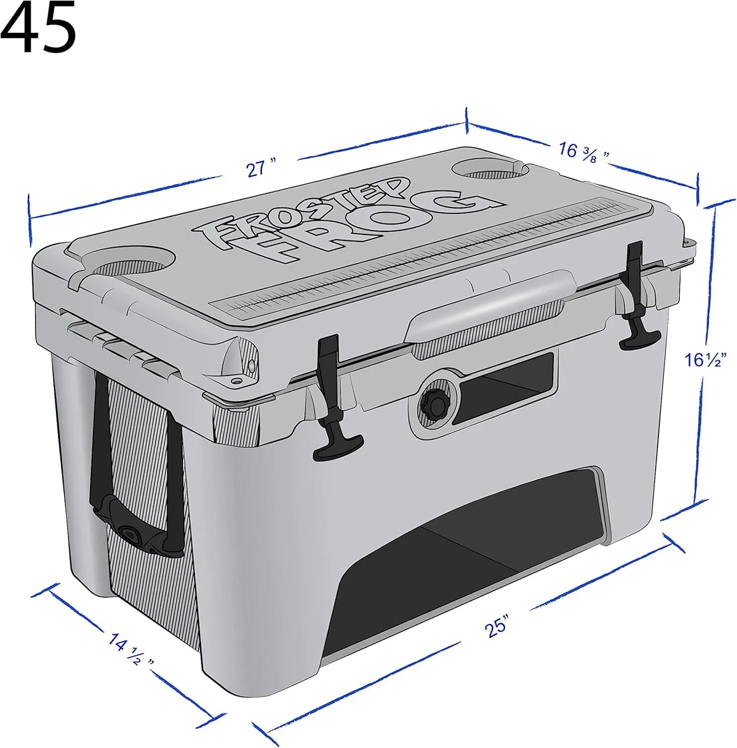 45 Quart Ice Chest Heavy Duty High Performance Roto-Molded Commercial Grade Insulated Cooler