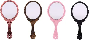 4pcs Retro Floral Handheld Makeup Mirror Portable Oval Cosmetic Mirrors Antique and Compact Ergonomic