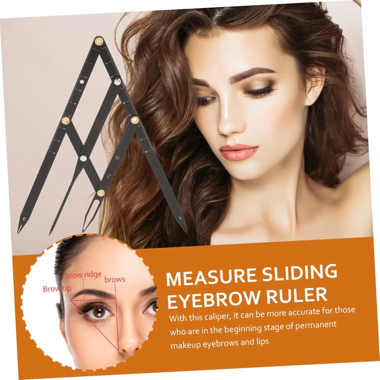 4pcs Sliding Stainless Steel Eyebrow Ruler Precision Measuring Tool for Brow Shaping Golden Ratio Design for Accurate Three-point Positioning Compact and for Makeup Artists and
