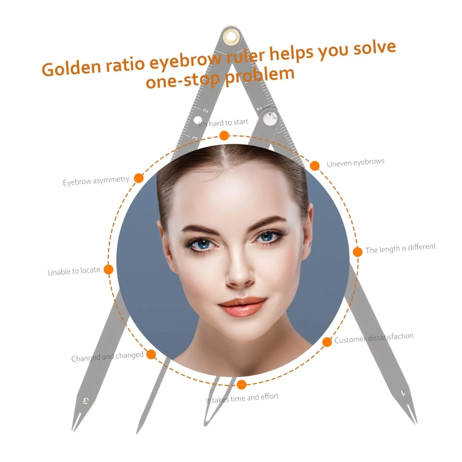 4pcs Sliding Stainless Steel Eyebrow Ruler Precision Measuring Tool for Brow Shaping Golden Ratio Design for Accurate Three-point Positioning Compact and for Makeup Artists and