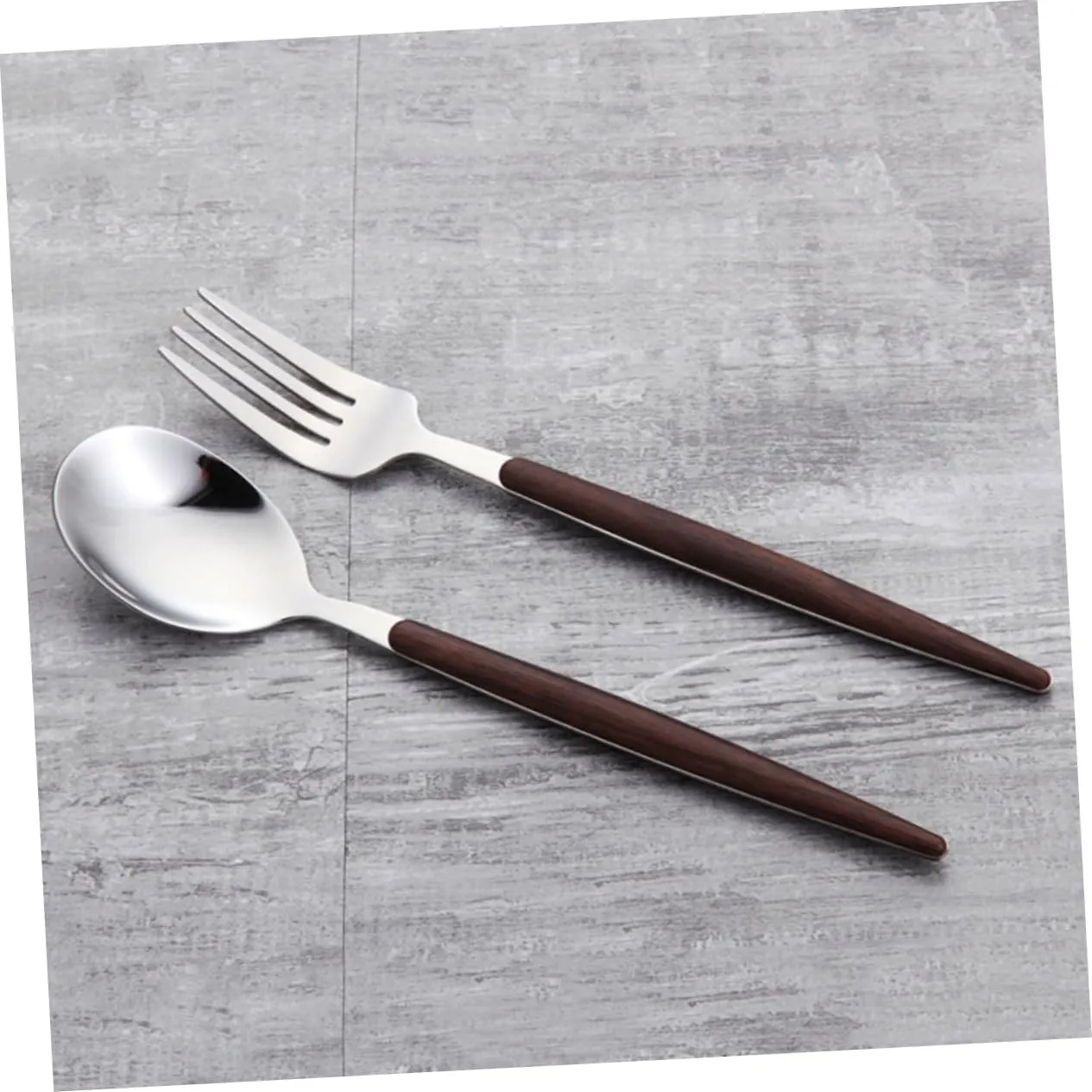 4pcs Stainless Steel Cutlery Set Walnut Handle Portable Fork and Spoon Tableware for Travel Picnic and Dining Compact Utensil Kit Storage Box