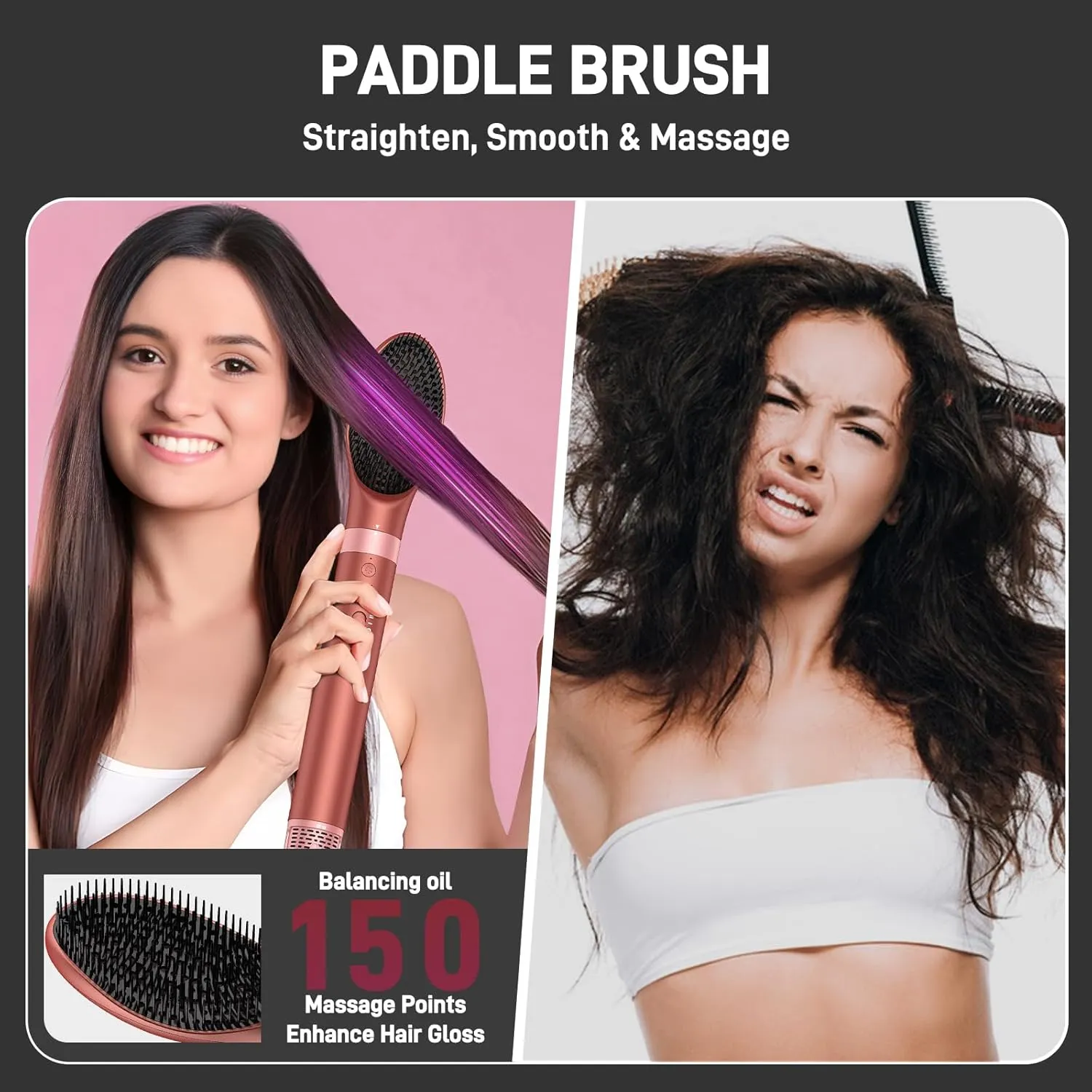 5 in 1 High-Speed Hot Air Styler - Professional Frizz-Free Hair Dryer Brush, Fast Drying Hair Dryer, No Heat Damage Air Styler Wrap - Curl, Volumize, Straighten with Travel Bag