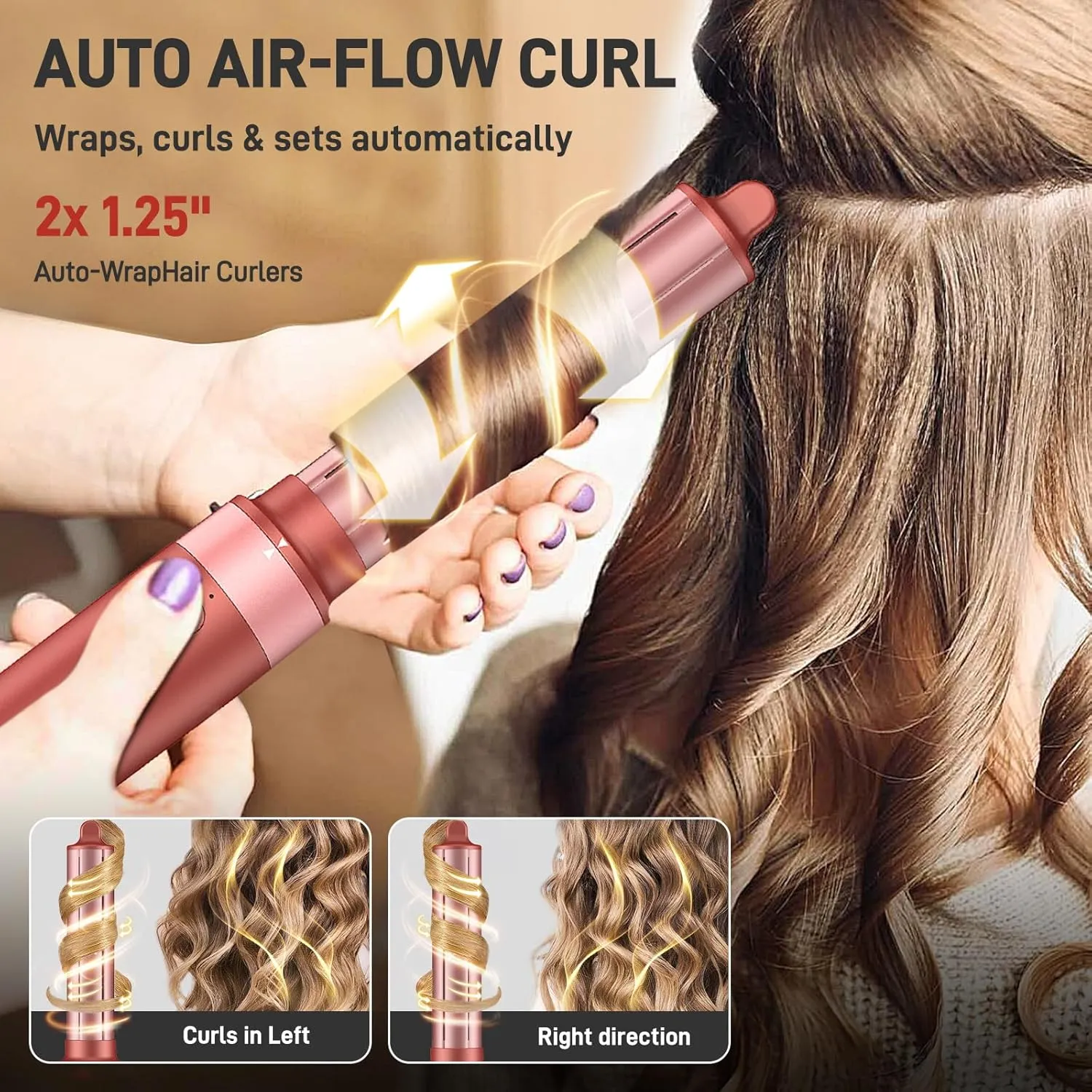 5 in 1 High-Speed Hot Air Styler - Professional Frizz-Free Hair Dryer Brush, Fast Drying Hair Dryer, No Heat Damage Air Styler Wrap - Curl, Volumize, Straighten with Travel Bag