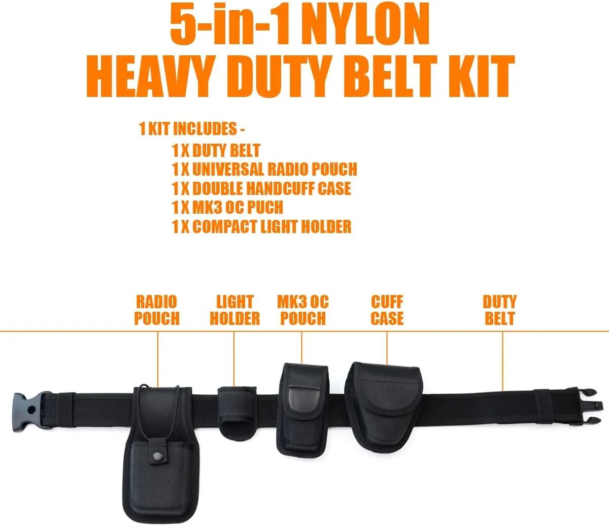 5-in-1 Tactical Duty Belt Kit with Pouches, Police Duty Belt Rig, Law Enforcement Sentinel Duty Gear Kit