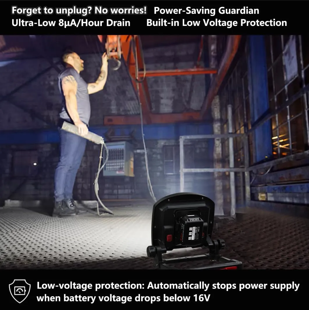 50W 7000LM Waterproof LED Work Light, Compatible with Dewalt, Milwaukee and Makita 18-21V Battery, Foldable Magnetic Base, Brightness Dimmable (Light Only/Charger Not Included)