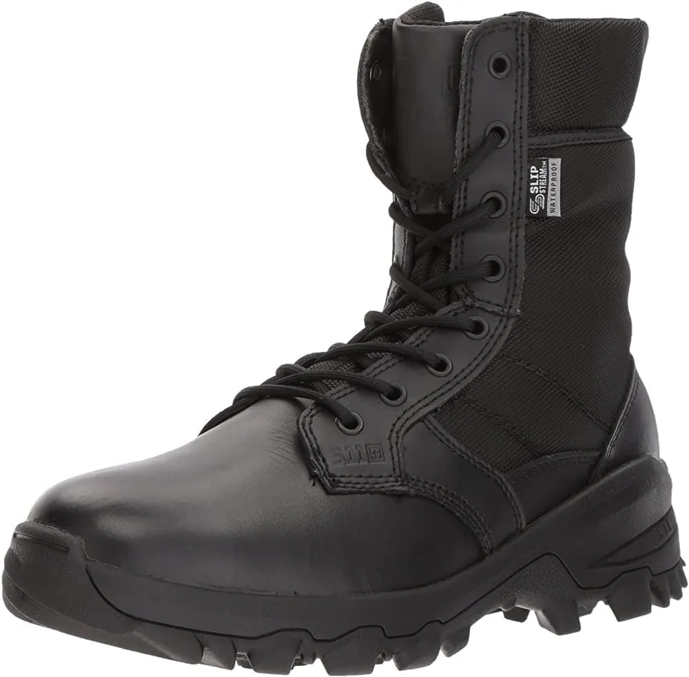 5.11 Tactical Men's 8" Black Leather Speed 3.0 Waterproof Combat Military Boots, Style 12371