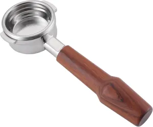 58mm Bottomless Portafilter Compatible with La Marzocco Espresso Machine Stainless Steel Espresso Portafilter with Double Shot Filter Basket Espresso Accessories-Handle Wooden