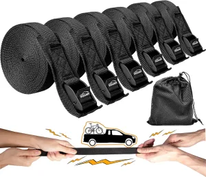 6-Pack Kayak Tie Down Straps Heavy Duty Cam Buckle Tie Downs Adjustable for Trucks Motorcycles Boat RV - Ratchet Lashing Straps with Storage Bag, Roof Rack Trailer Cargo Securement 1" x12ft